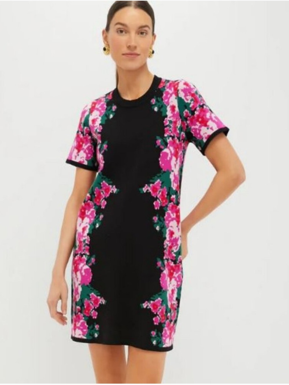 Tuckernuck Climbing Roses Knit Jacquard Short Sleeve Marie Dress